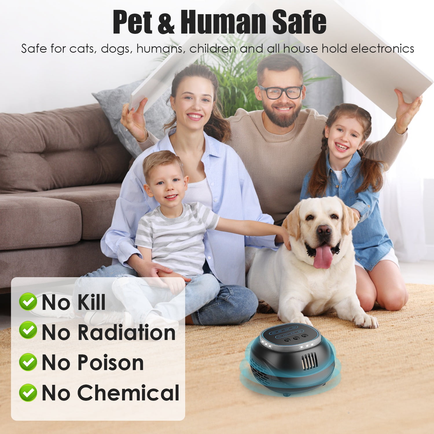 2 Pack Ultrasonic Rodent Repeller Mouse Rat Squirrel Bat Pest Control 4Modes 4-65KHz Strobe Light 4Timer 129Sq Ft Coverage 3.94Inch ABS USB Powered Garage Attic Basement Warehouse Office Kitchen