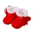 thumbnail image 4 of CAICJ98 Infant Unisex Warm Fur Lining Soft Boots Baby Winter Ankle Non-Slip Rubber Texture Sole Baby Winter Shoes Red,4(Infant), 4 of 6