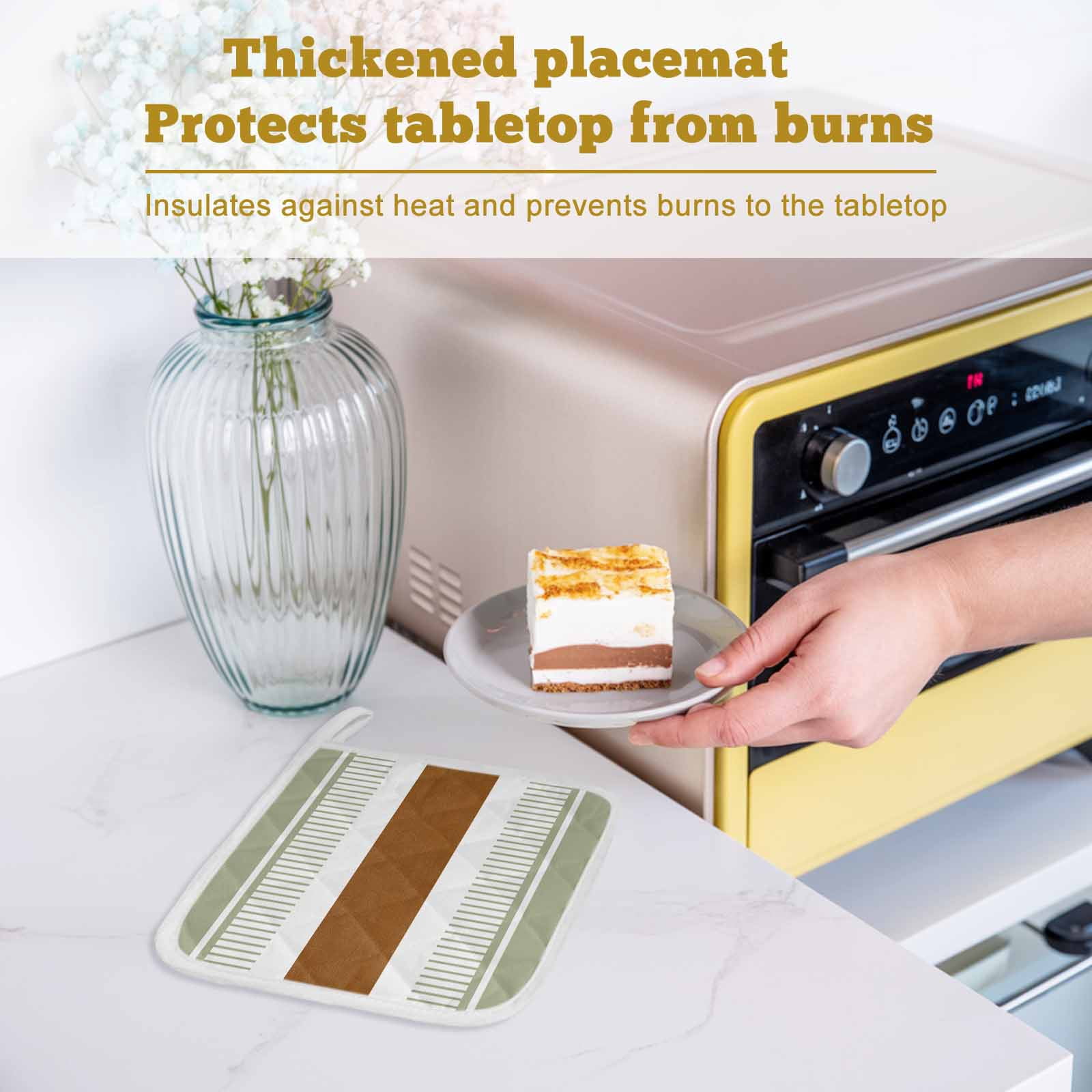 Sage Green Farmhouse Pot Holders for Kitchen Heatproof Potholder, 5 Pack Green Brown Striped Hot Pads Multipurpose Oven Pads Cloth Potholders Trivet for Cooking Baking