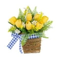 thumbnail image 3 of Cesta de colgilla de puertas de primavera flores colgantes colgantes con canasta decoraciones de primavera corona de planta de flores artificiales, 3 of 9