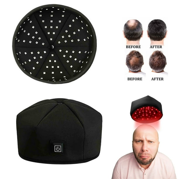 Gorro de terapia de luz roja para el crecimiento del cabello | 120 LEDs 660nm/850nm Infrarrojos | Dispositivo de luz de bajo nivel manos libres | Alimentación USB tipo C | Uso en el hogar y la