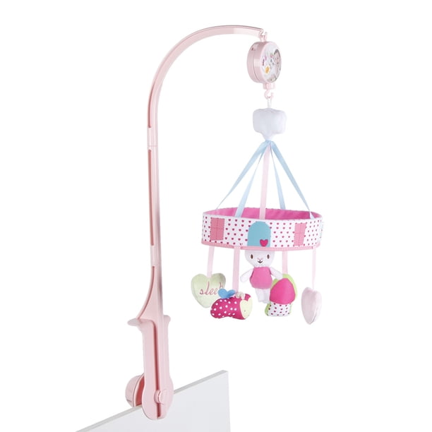Peluche de conejo giratorio con forma de música para bebé, juguete de peluche colgante para cama de dibujos animados