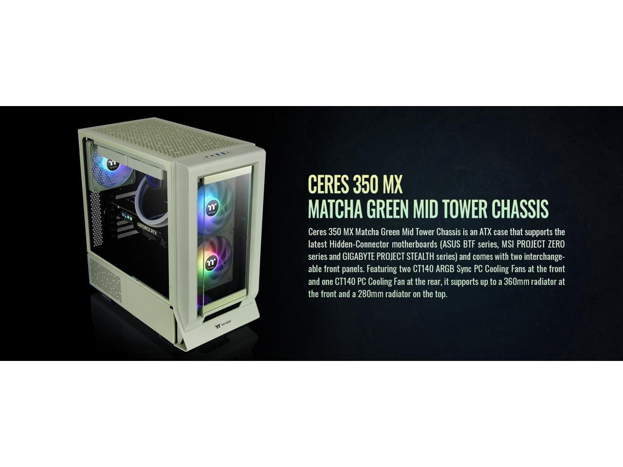 Thermaltake Ceres 350 MX ATX Mid Tower Chassis Macha Green CA-1Z3-00MEWN-00