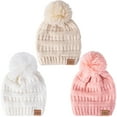 thumbnail image 3 of REDESS Baby Kids Winter Warm Beanie Hats, Infant Toddler Children Pom Pom Beanie Knit Cap Girls Boys-3 Pack, 3 of 6