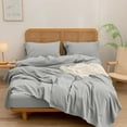 thumbnail image 3 of Sheet Set 100% Washed Cotton Linen Feel Super Soft Comfortable Chic Lightweight 4 Pcs Home Bedding Set Solid Light Grey Cal King, 3 of 14