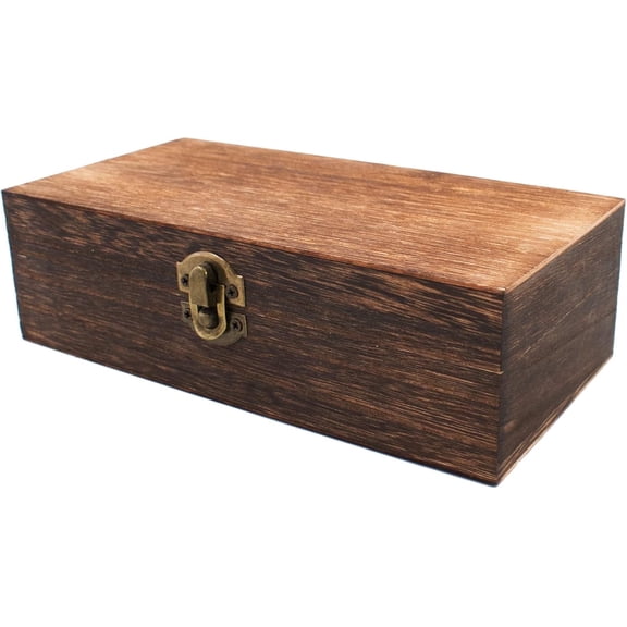 Wood Storage Box with Lid Solid Wood Container Box Decorative Table Large Rectangular Smooth Rustic Style Store Space to Organize Toys Cosmetics Vintage Color 7.87 x3.93 x2.36inch, Brown