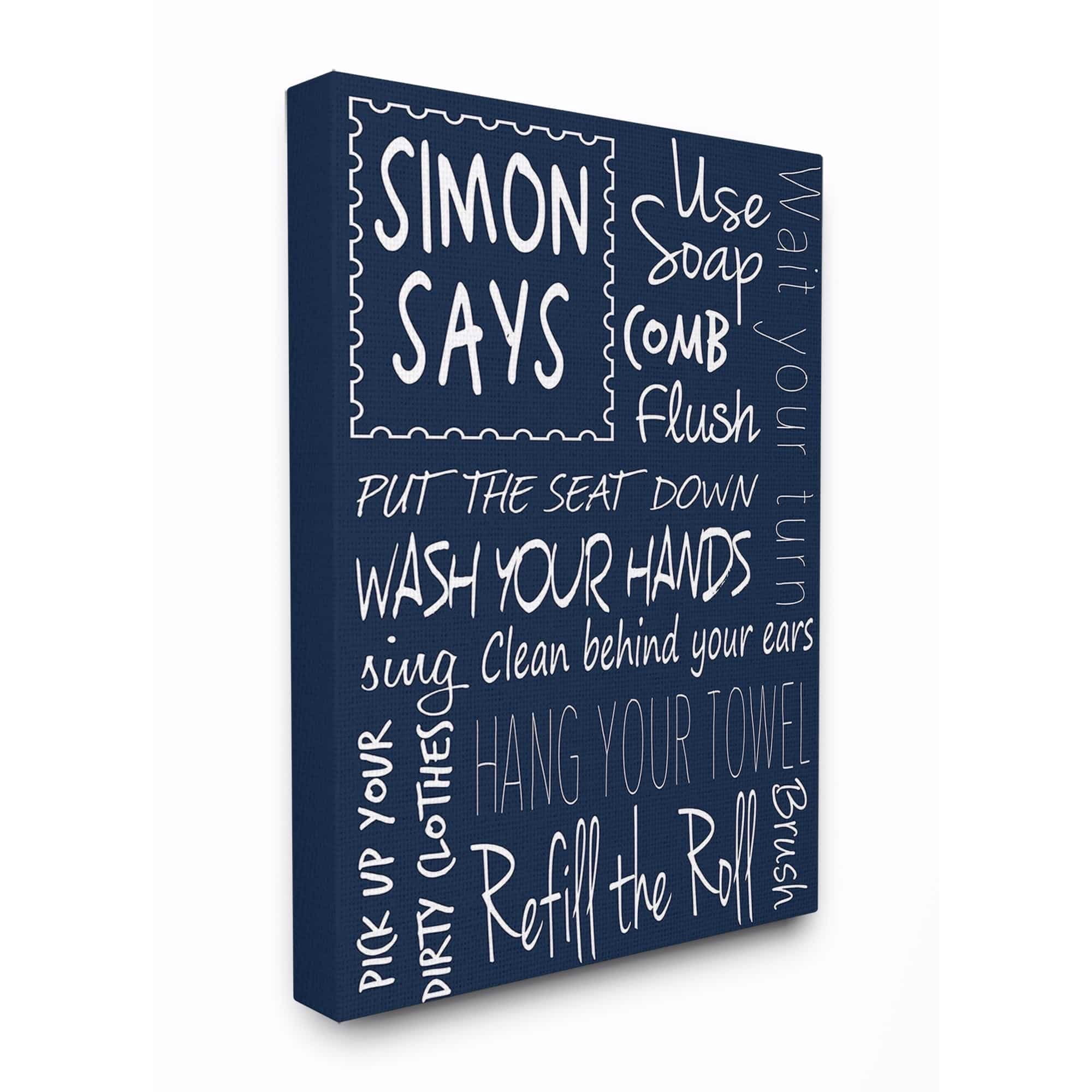 Stupell Simon Says Bath Rules Chalkboard Bathroom Canvas Art, 16 x 20