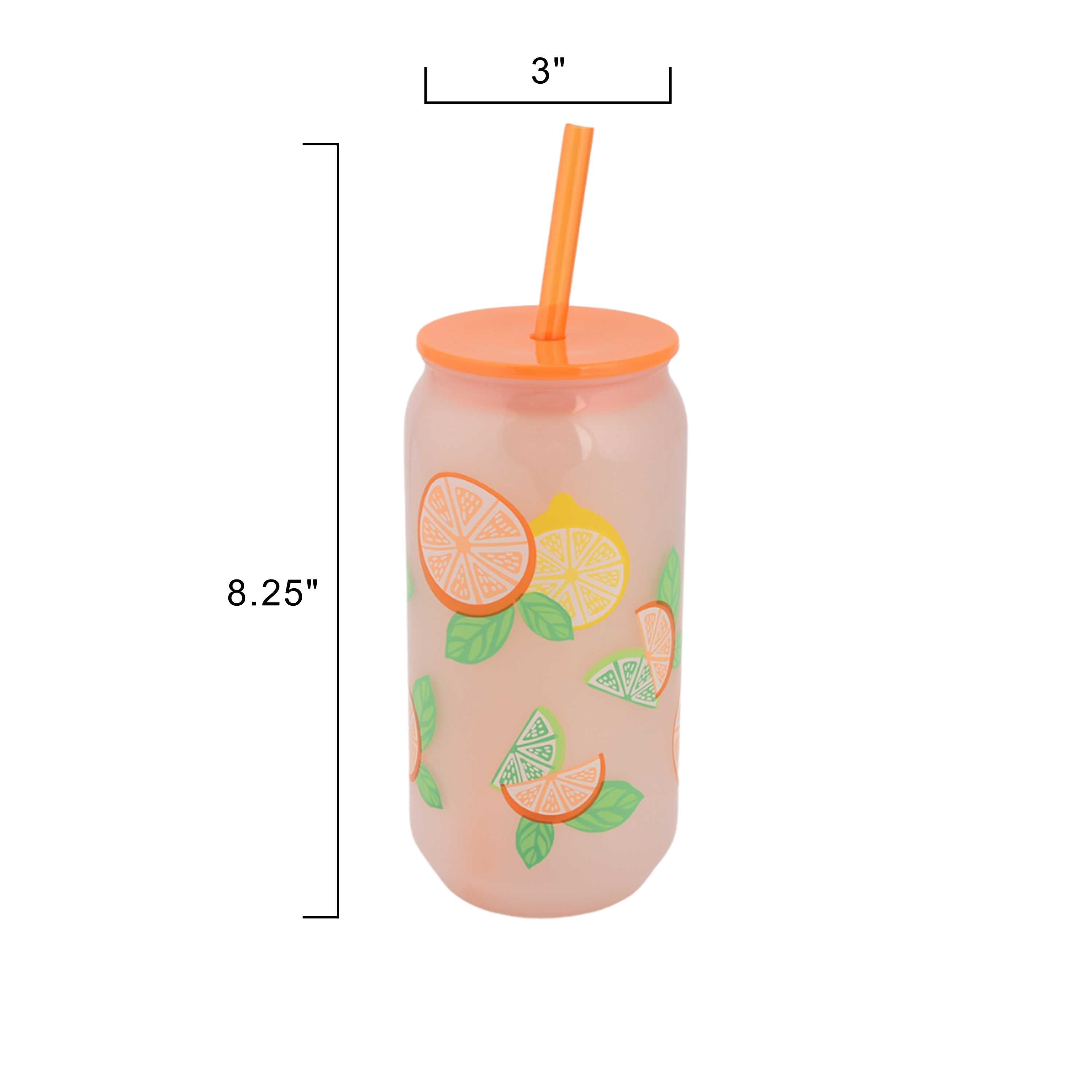 Mainstays 20-Ounce Color-Changing Acrylic Can Shape Tumbler, Lemon & Orange Print