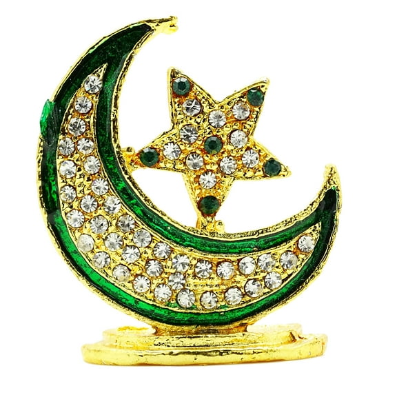 Moon And Star Statue Religious Car Dashboard Office Table Dcor Brass