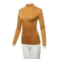 thumbnail image 5 of A2Y Women's Fitted Solid Long Sleeve Mock Neck Rayon Top Shirt Dark Mustard M, 5 of 6