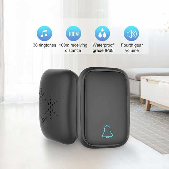 Joernso 1 Set Wireless Doorbell Self-powered IP65 Waterproof 38 Music Long Range Remote Control Smart Doorbell Kit for Home