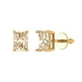 thumbnail image 2 of 1 Ct Emerald Cut Studs Natural Morganite 18K Yellow Solid Solid Gold Everyday Dainty Earrings Screw Back, 2 of 7