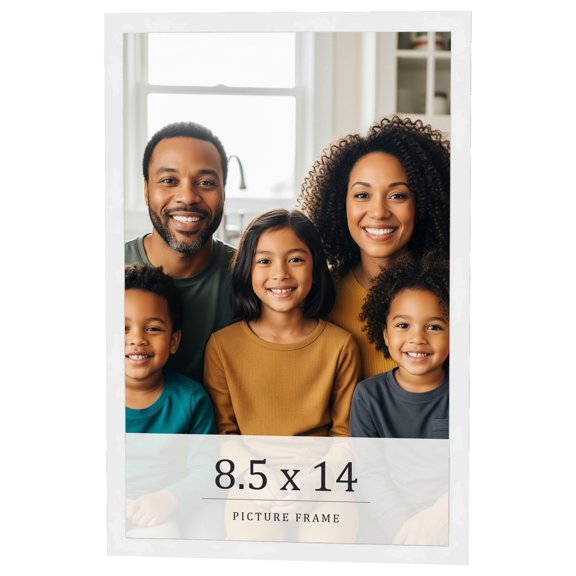 8.5x14 Frame White Real Wood Picture Frame Width 0.75 inches | Interior Frame Depth 0.5 inches |