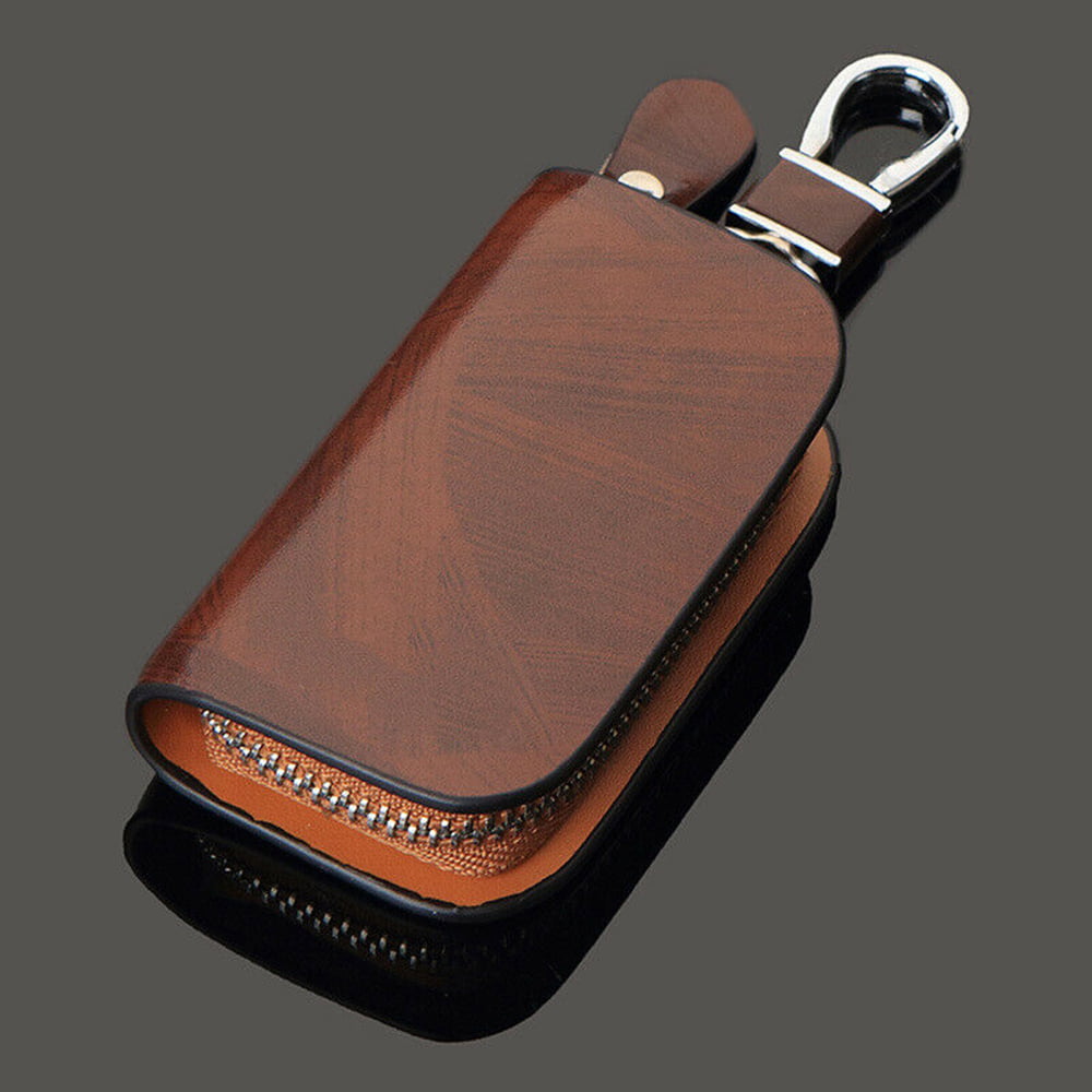 For Benz Auto Key Holder Brown Leather Remote Smart Key Fob Case Cover Keychians