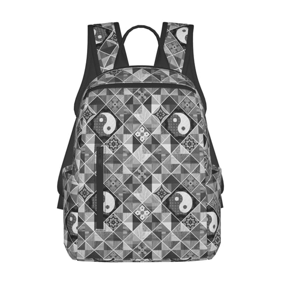 Honeii Yin Yang With Black And White Print Lightweight Backpacks,Carry on Backpack,Durable Backpack for School, Work & Travel