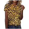 thumbnail image 1 of UANWENN T-Shirt à Col Rond Décontracté pour Femmes, Classique Polyvalent, Quotidien, à Manches Courtes, Uni, à Rayures, Léopard Camouflage, à Blocs de Couleur, 2 T-Shirts Superposables pour Femmes, Paquet Court, Vêtement, Chemise, Jolis Hauts pour Femmes Été, 1 of 5