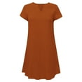 thumbnail image 2 of ZEHJUHAN Women's Plus Size Solid Color V-Neck Asymmetrical Hem Dress, Casual Comfort Short Summer Dress Red，4XL, 2 of 6