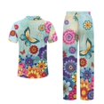 thumbnail image 6 of Yuyamidu Mandala Butterfly Womens Lounge Sets 2 Piece Outfits Short Sleeve Sleepwear Button Down Comfy Nightwear Soft Casual Lounge Sets, 6 of 7