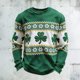thumbnail image 1 of Ceisia Men's Relaxed Fit Long Sleeve St. Patrick's Day Shamrock Waffle Knit Sweatshirt Green XXXL Gifts, 1 of 3