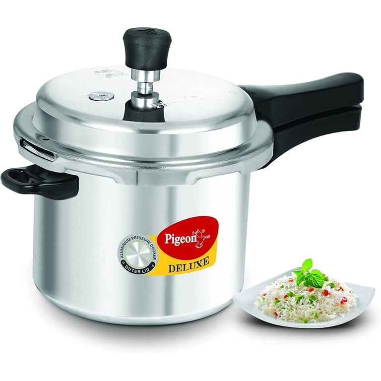 Pigeon Pressure Cooker - 12 Quart - Deluxe Aluminum Outer Lid Stovetop -  Cook delicious food in less time: soups, rice, legumes, and more - 12  Liters 