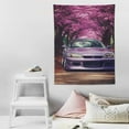 thumbnail image 4 of ONETECH  Car Tapestry JDM Silvia S15 Wall Hanging Aesthetic Wall Decor Tapestry Wall Art Home Decoration Tapestry for Living Room Dorm Purple Floral Modified Retro Classic, 4 of 7