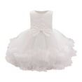 thumbnail image 2 of NAISIBABY Toddler Girls Princess Dress, Sleevelss Bowknot Mesh Pleated Tulle Hem Pageant Birthday Wedding Party Dress White 6Months, 2 of 9