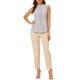 thumbnail image 2 of INSPIRAR CHIC Blusa sin mangas para mujer con volantes y plisados, blusa elegante para el trabajo, M Gris, 2 of 6