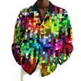 thumbnail image 3 of Mens Shirts Casual Carnival Festival Colorful Long Sleeve Button Down Lapel Top Party Events Breathable Soft Fabric Shirt for Men Multicolour1 L, 3 of 4