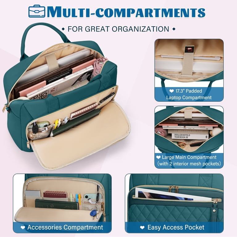 TOTEAMORE Women's Laptop Tote Bag - Stylish Work Purse With Padded Compartment For 15.6" Laptop, Travel Bag