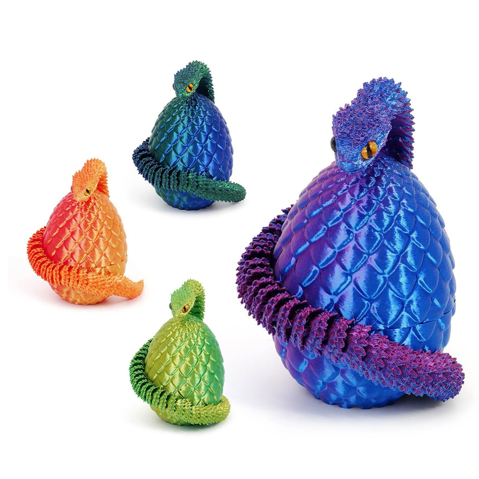 3D Printed Dragon Eggs with 11.8in Dragon Inside,Mystery Egg Set Articulated Fidget Ornament,Home Office Decor Executive Desk Gifts