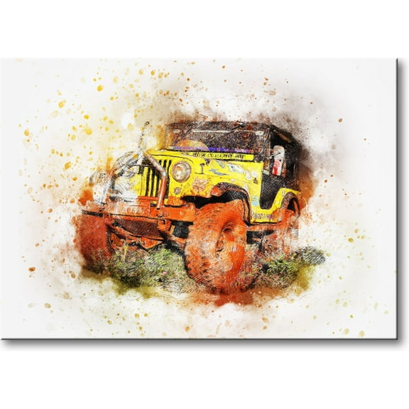 Dirt Car Jeep Picture on Stretched Canvas, Wall Art Décor, Ready to Hang