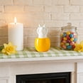thumbnail image 5 of yulier Ceramic Easter Egg Bunny Figurine Decorative Tabletop Ornament for Easter Home Living Room Bedroom Office Desk Shelf Mantel Decor, Gift for Family Friends, Yellow, 5 of 6