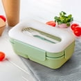 thumbnail image 3 of FastXmas Bento Box Adult, 34oz All-in-One Plastic Lunch Box Food Containers with Utensils, BPA-Free Leak-Proof 2-Compartment Meal Prep Container Microwave and Dishwasher Safe for Office Travel, 3 of 6