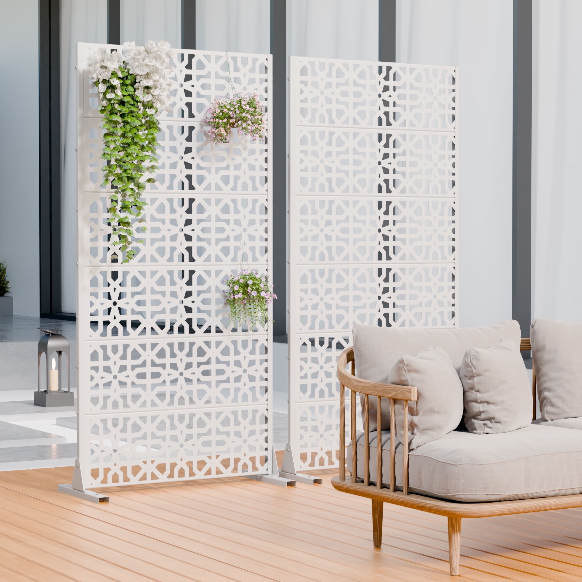 MAYEERTY 6 Panels Outdoor Privacy Screen, Metal Decorative Privacy Fence, 2 pcs Privacy Panel for Patio, Balcony, Backyard, Garden