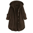 thumbnail image 2 of Aboser Womens Winter Sherpa Fleece Jacket Plus Size Button Down Coats Fall Fashion Solid Hooded Cardigan Casual Plush Warm Jackets Tops Coat, 2 of 3