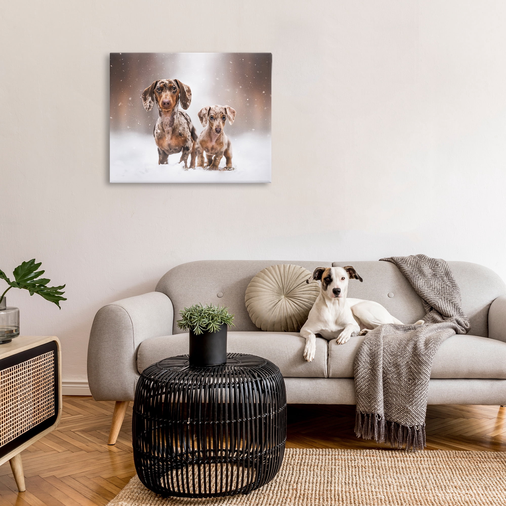 Stupell Industries Playing Puppies in Snow Animals & Insects Painting Gallery Wrapped Canvas Art Print Wall Art, 40 x 30