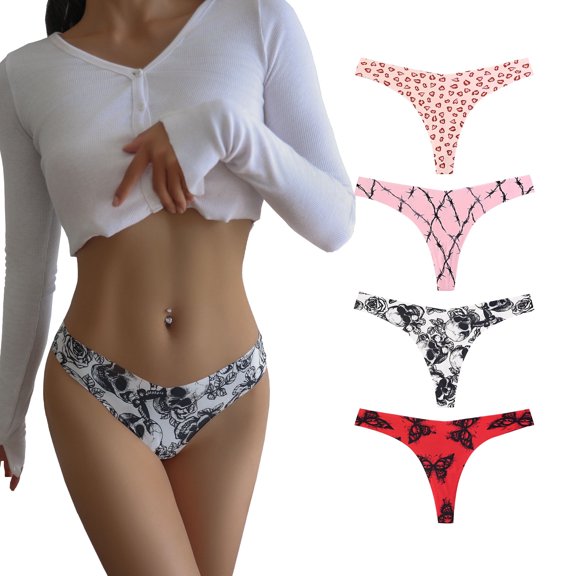 CINOON V-Waist Thong Seamless Women's Panties Women's panties, 4-pack, S-XL