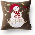 thumbnail image 5 of Phantoscope Merry Christmas Canvas Embroidered Decorative Throw Pillow, Snowman, 18" x 18",Set of 4, 5 of 7