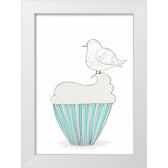 Ogren, Sarah 24x32 White Modern Wood Framed Museum Art Print Titled - Bird on a Cupcake
