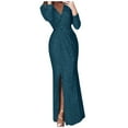 thumbnail image 2 of GZWYHT Dresses for Women 2025,Maxi Dresses Sexy Dress Formal Gowns And Evening Dresses Sheath Sleeve Party Club Wrap Mini Dress Long Sleeve Dress,Bodycon Dresses,Green Dress,Petite Dresses XL, 2 of 5