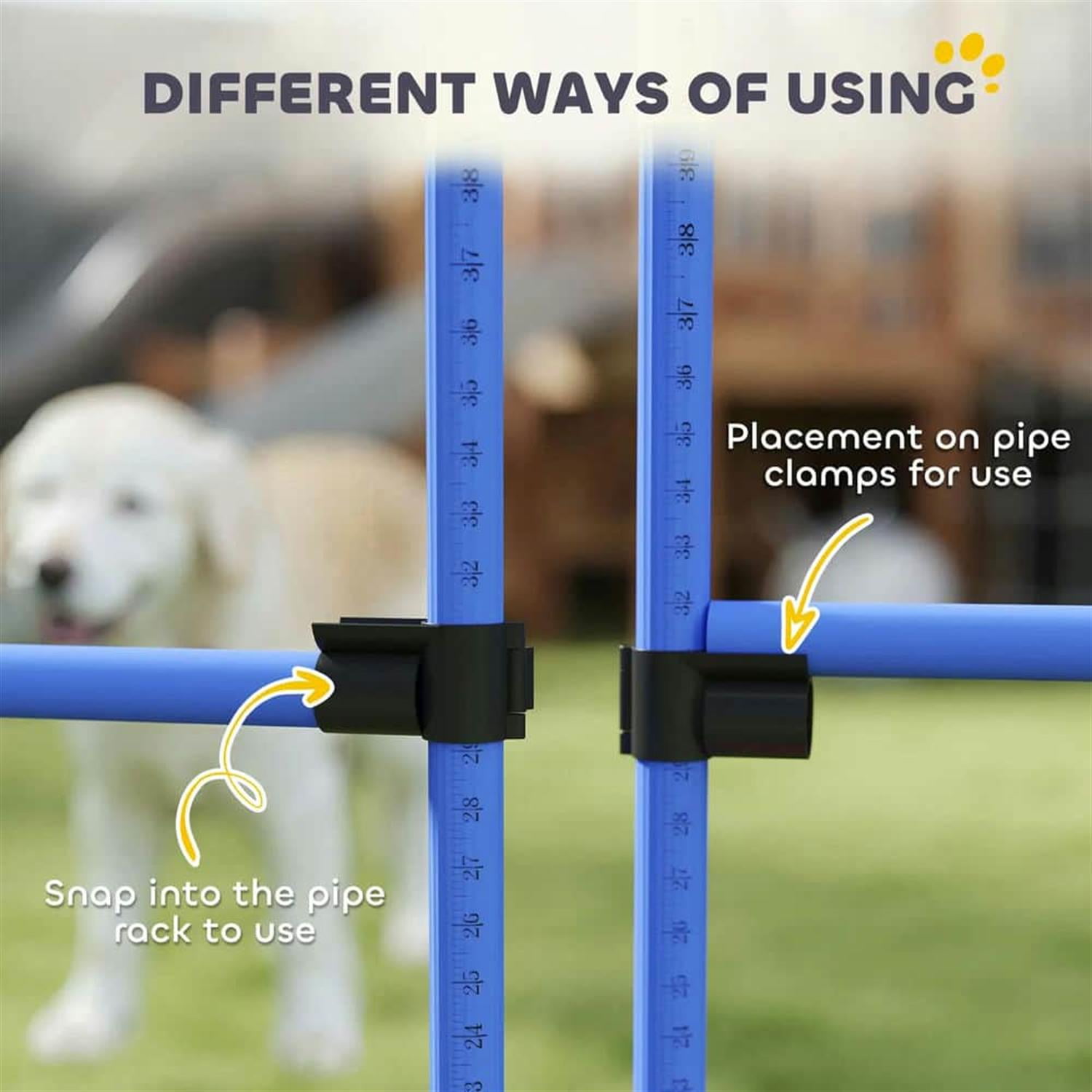 Kadyn 8-Piece Dog Agility Set with Height-Adjustable Bars, Portable Bag, Replacement Top Bar for Dog Training, Pet Agility, Blue