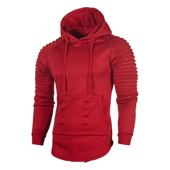 cfhntfmh Casual Hoodie for Men Trendy Drawstring Athletic Shirts Long Sleeve Pullover Sweatshirts with Pocket (Red,X-Large)