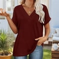 thumbnail image 5 of Womens Summer Tops Short Dolman Sleeve Shirts 2025 Fashion V Neck Outfits Clothes Purple M, 5 of 9