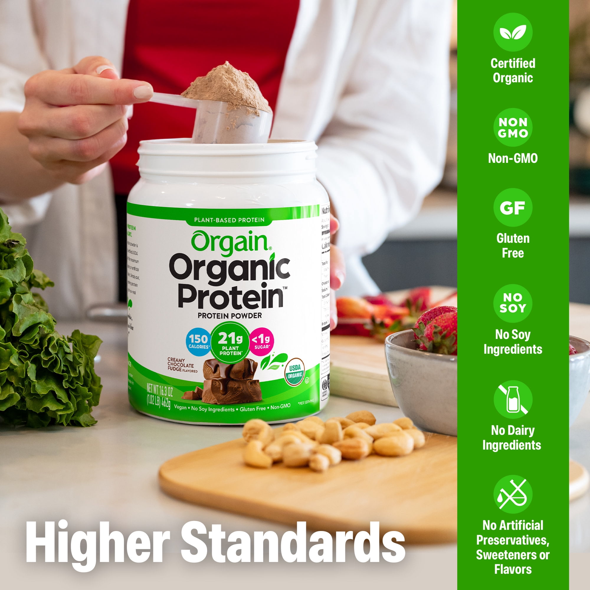 Orgain Organic Vegan 21g Protein Powder, Plant Based Shake Drink, Creamy Chocolate Fudge 1.02lb