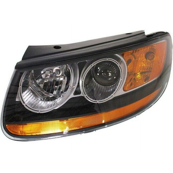 Left Driver Side Headlight Assembly - with Orange Lower Reflector - Compatible with 2010 - 2011 Hyundai Santa Fe