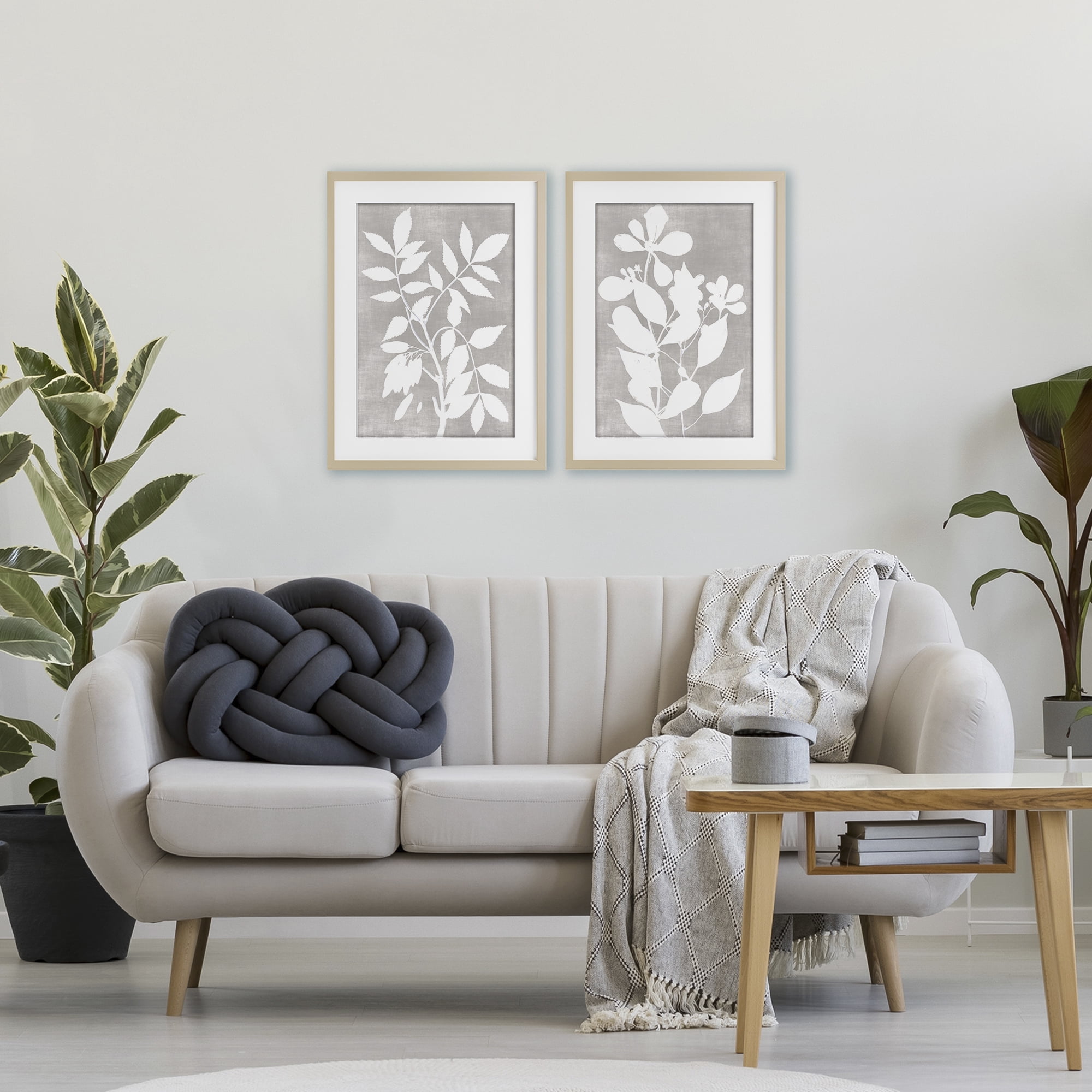 Stupell Industries Grey Foliage Impression 2 Piece Birch Framed Print Under Glass Set, design by Stellar Design Studio