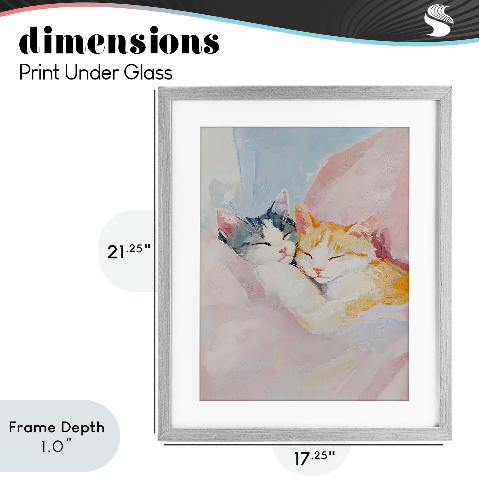 Stupell Industries Sleeping Kittens Embrace Gray Framed Print Under Glass, design by The Prints Vibe