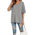 thumbnail image 4 of SWQZVT Women's Oversized V Neck T Shirt Short Sleeve Loose Fit Casual Workout Summer Basic Tee Top, 4 of 7