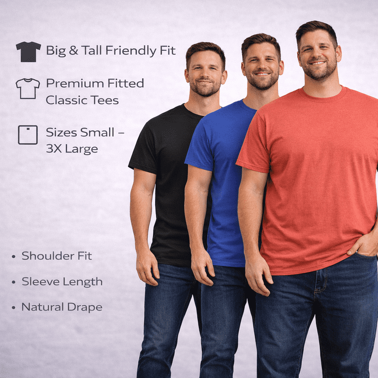 BillionHats, Men's Cotton T-Shirt, XL, Plus Size Assorted Pack