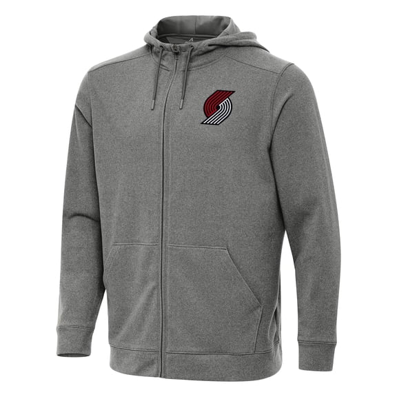 Men's Antigua Heather Charcoal Portland Trail Blazers Effortless Full-Zip Hoodie Jacket
